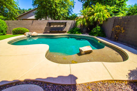 Free Form Swimming Pool In Rear Yard Setting