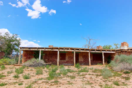 Very Old Abandoned Home With Boarded Up Windowsの写真素材