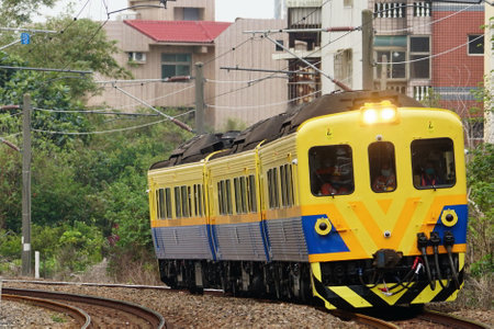 Train on the railway at chonburi province, Thailand.
