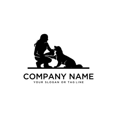 Creative design logo ideas training dogs on a white background become a brand symbol for your business, the concept of dog training iconsのイラスト素材
