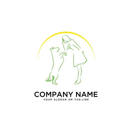 Creative design logo ideas training dogs on a white background become a brand symbol for your business, the concept of dog training iconsのイラスト素材