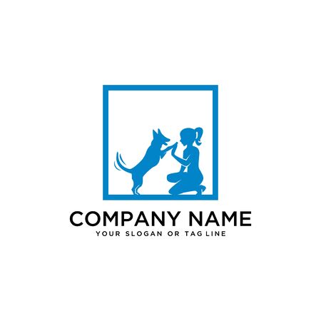 Creative design logo ideas training dogs on a white background become a brand symbol for your business, the concept of dog training iconsのイラスト素材