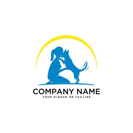 Creative design logo ideas training dogs on a white background become a brand symbol for your business, the concept of dog training iconsのイラスト素材