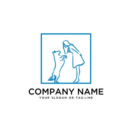 Creative design logo ideas training dogs on a white background become a brand symbol for your business, the concept of dog training iconsのイラスト素材