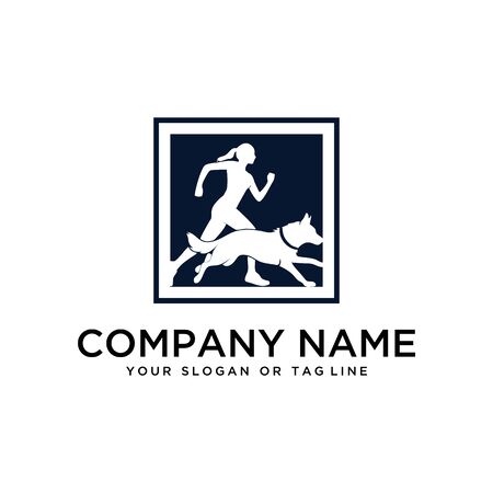 Creative design logo ideas training dogs on a white background become a brand symbol for your business, the concept of dog training iconsのイラスト素材