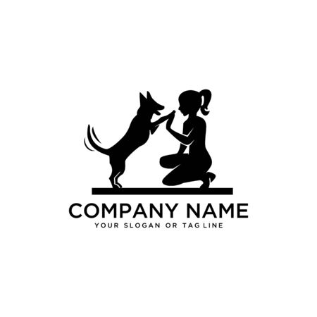 Creative design logo ideas training dogs on a white background become a brand symbol for your business, the concept of dog training iconsのイラスト素材