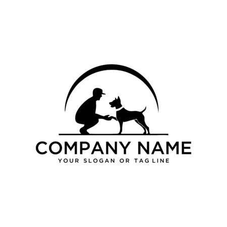 Creative design logo ideas training dogs on a white background become a brand symbol for your business, the concept of dog training iconsのイラスト素材