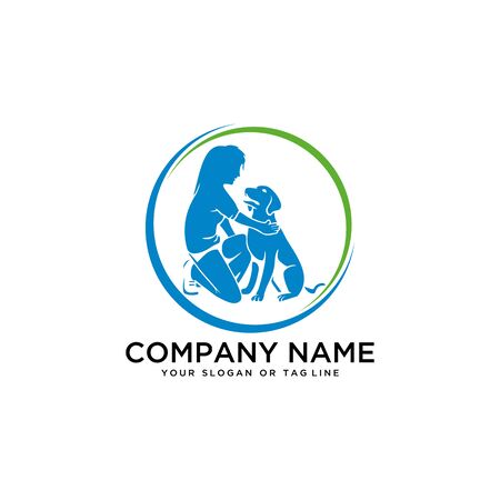 Creative design logo ideas training dogs on a white background become a brand symbol for your business, the concept of dog training iconsのイラスト素材