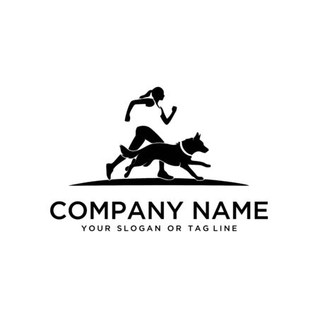 Creative design logo ideas training dogs on a white background become a brand symbol for your business, the concept of dog training iconsのイラスト素材