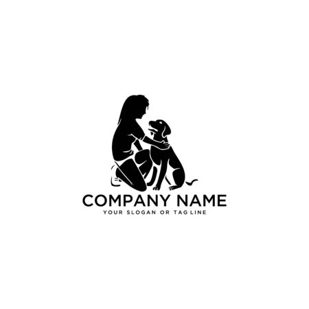 Creative design logo ideas training dogs on a white background become a brand symbol for your business, the concept of dog training iconsのイラスト素材