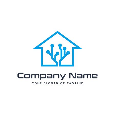 home design logo technology vector template white backgroundのイラスト素材