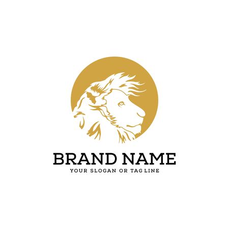 lion logo design vector template white backgroundのイラスト素材