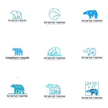 set bear technology logo design vector template white backgroundのイラスト素材