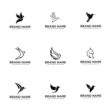 set bird logo design vector template white backgroundのイラスト素材