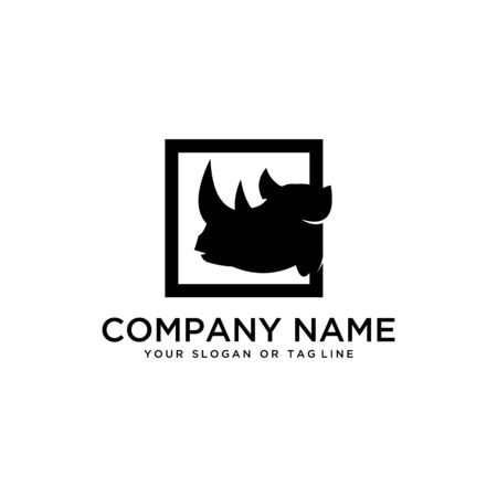 rhino logo design vector template white backgroundのイラスト素材