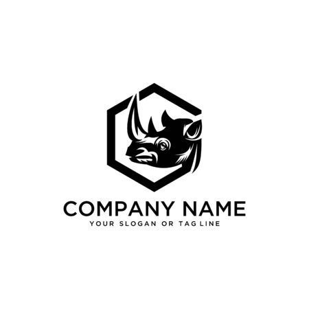 rhino logo design vector template white backgroundのイラスト素材
