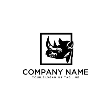 rhino logo design vector template white backgroundのイラスト素材