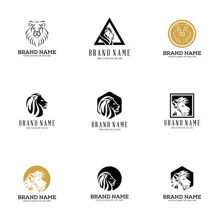 set lion logo design vector template white backgroundのイラスト素材