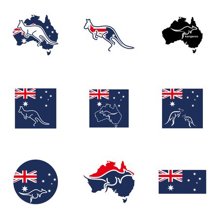 set map of Australia Flag country map of australia day australia vector templateのイラスト素材