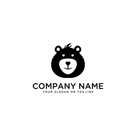 teddy bear logo design vector template white backgroundのイラスト素材