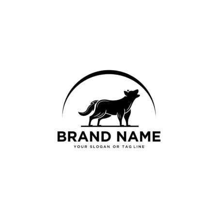 wolf logo design vector template white backgroundのイラスト素材
