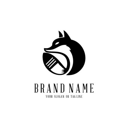 wolf logo design vector template white backgroundのイラスト素材