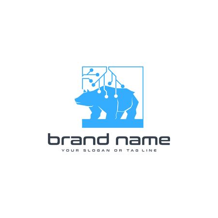 bear technology logo design vector template white backgroundのイラスト素材