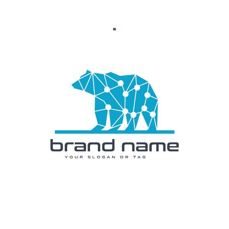bear technology logo design vector template white backgroundのイラスト素材