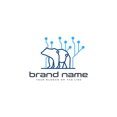 bear technology logo design vector template white backgroundのイラスト素材