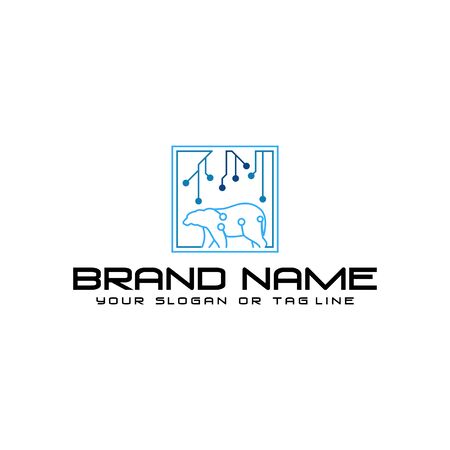 bear technology logo design vector template white backgroundのイラスト素材