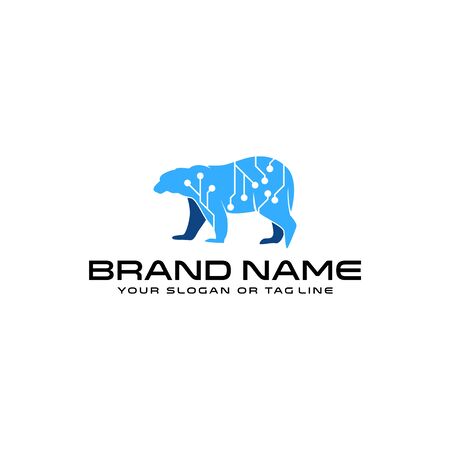 bear technology logo design vector template white backgroundのイラスト素材