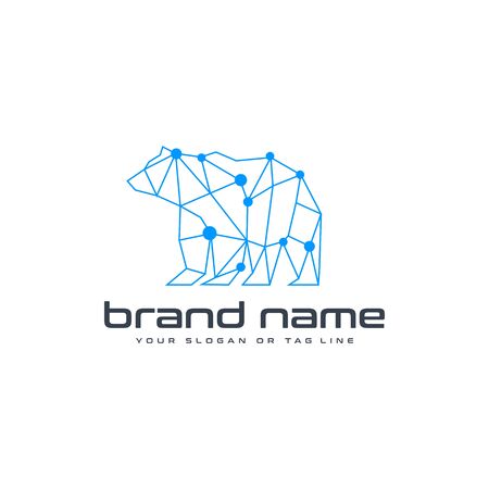 bear technology logo design vector template white backgroundのイラスト素材