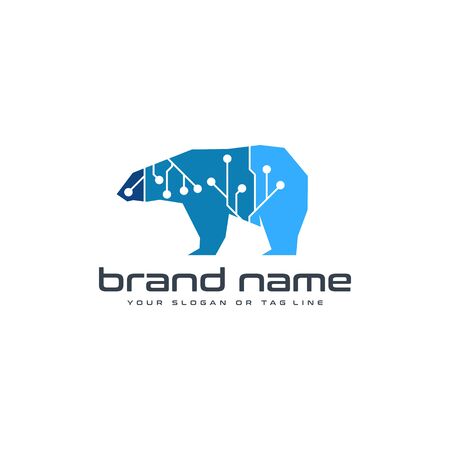 bear technology logo design vector template white backgroundのイラスト素材