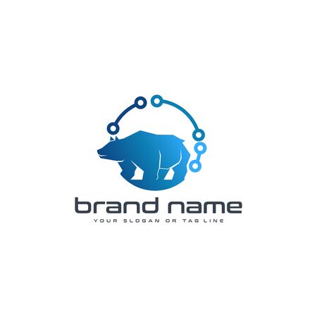 bear technology logo design vector template white backgroundのイラスト素材