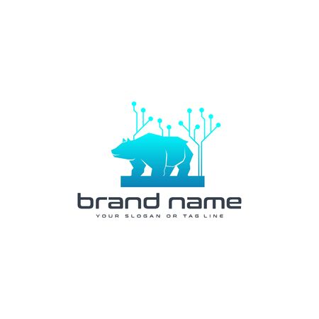 bear technology logo design vector template white backgroundのイラスト素材