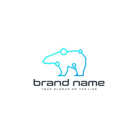 bear technology logo design vector template white backgroundのイラスト素材
