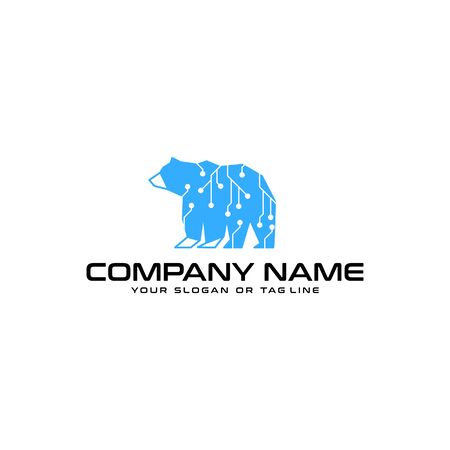 bear technology logo design vector template white backgroundのイラスト素材