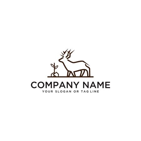 Deer logo design vector template with white backgroundのイラスト素材