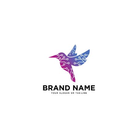 logo design concept bird tech vector templateのイラスト素材