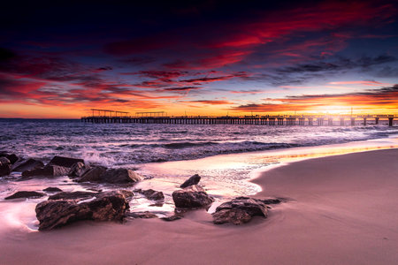 Sunset at Beach with a beautiful sky