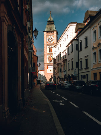 City street in Upper Austriaのeditorial素材