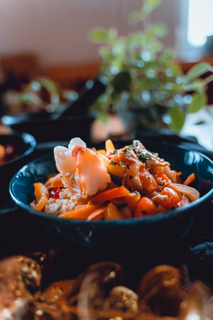 Close up on a bowl of curryの写真素材