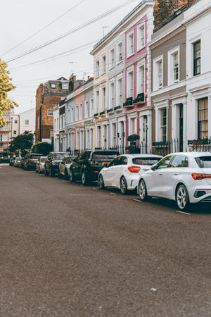 A residental street in Notting Hill Londonのeditorial素材
