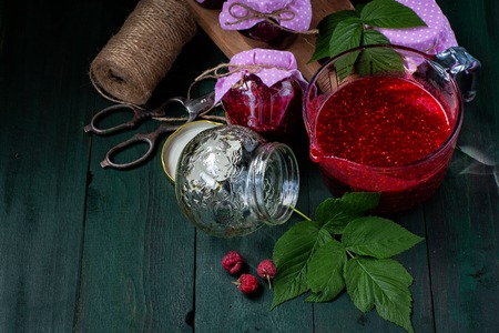 cooking at home raspberry jam. summer period. home blanksの写真素材
