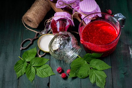cooking at home raspberry jam. summer period. home blanksの写真素材