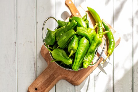 green Pepper in the Cup and on the cutting Board.healthy lifestyle.の写真素材