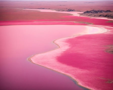 Pink salt lake in Namib Naukluft National Park, Namibiaの素材