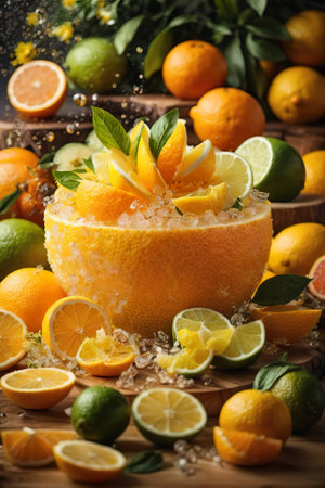 Citrus fruit cocktail with oranges, lemons and grapefruitsの素材