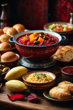 Traditional Russian and Ukrainian cuisine. Borschtの素材