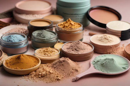 collection of make up and cosmetic beauty products on pink background, studio shotの素材